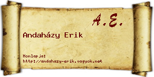 Andaházy Erik névjegykártya